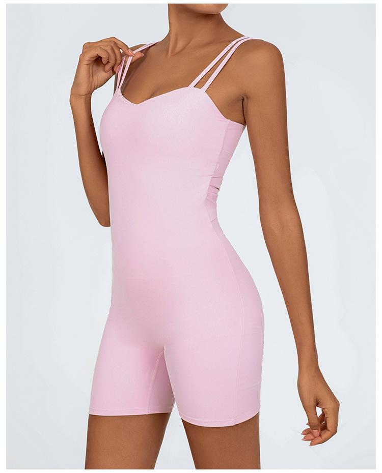 Women's low-cut sexy yoga jumpsuit, breathable and quick-drying, with a beautiful back and cross-strap design to lift the buttocks, suitable for running, yoga, and fitness