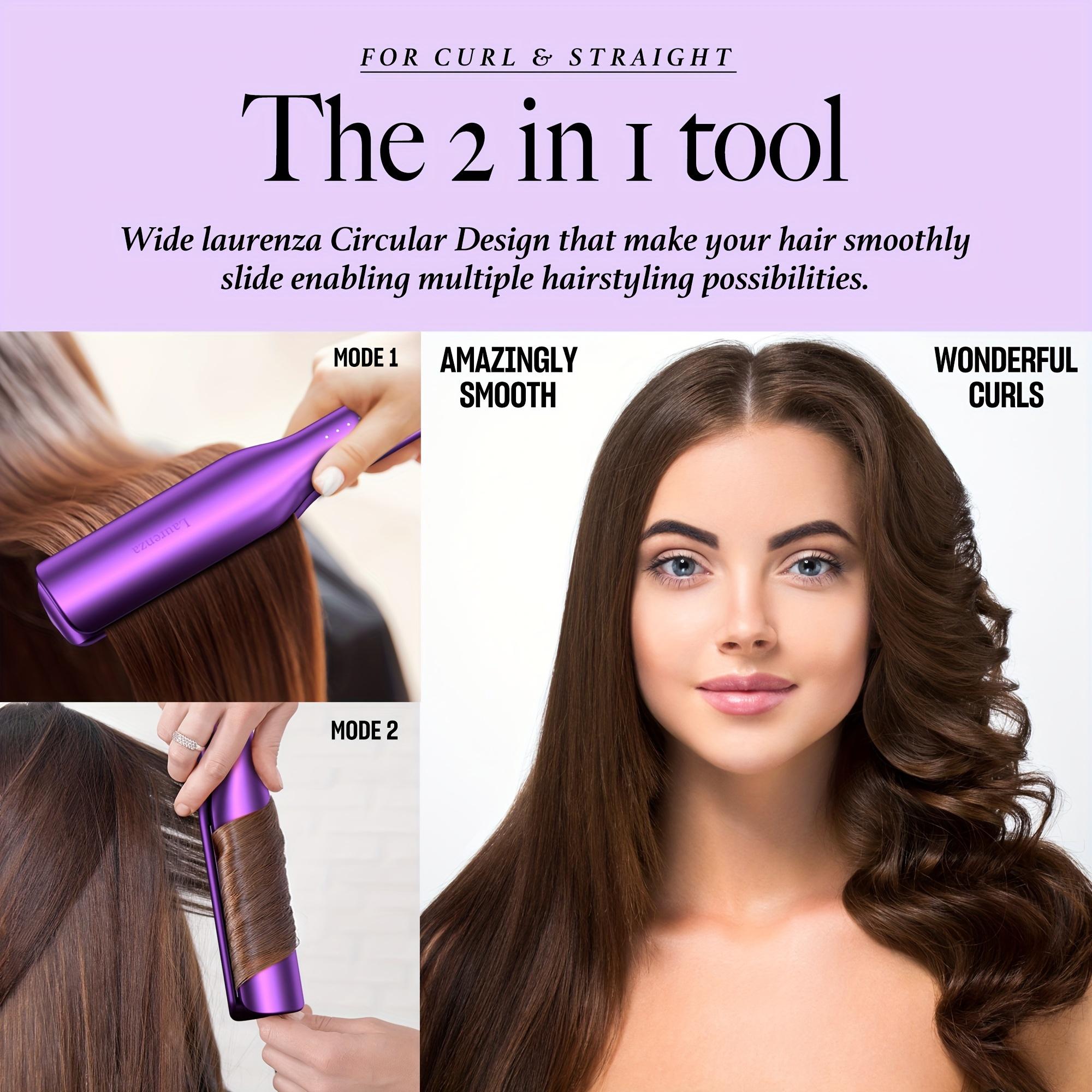 Laurenza Milano 2-in-1 Hair Straightener and Curler - 8.5 Inch² Extra-Large 3D Floating Ceramic Flat Iron with 20 Million Cm³ Anion Outlet, Dual Voltage, SuperMax Design for Salon-Quality Styling at Home