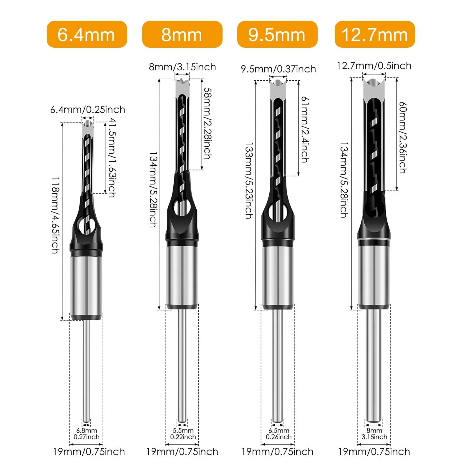 HSS Square Hole Woodworking Mortise Drill Bit, Portable Chisel Drill Bits, Square Auger Mortising Chisel Drills, Power Tool Accessories, Woodworking Tools