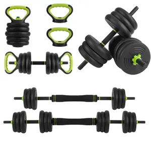 4-in-1 Adjustable Dumbbell Set – 66lbs, Convertible to Barbell/Kettlebell | PE Coated, Floor Friendly, Quiet | Space-Saving Home Gym Equipment | Safety Lock, Ergonomic Grip | For Strength Training, Muscle Building | Compact Storage | Men & Women Fitness