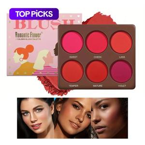 6 color blush palette, long lasting matte blush palette, waterproof blush for all skins, natural face makeup, makeup accessories for women & girls