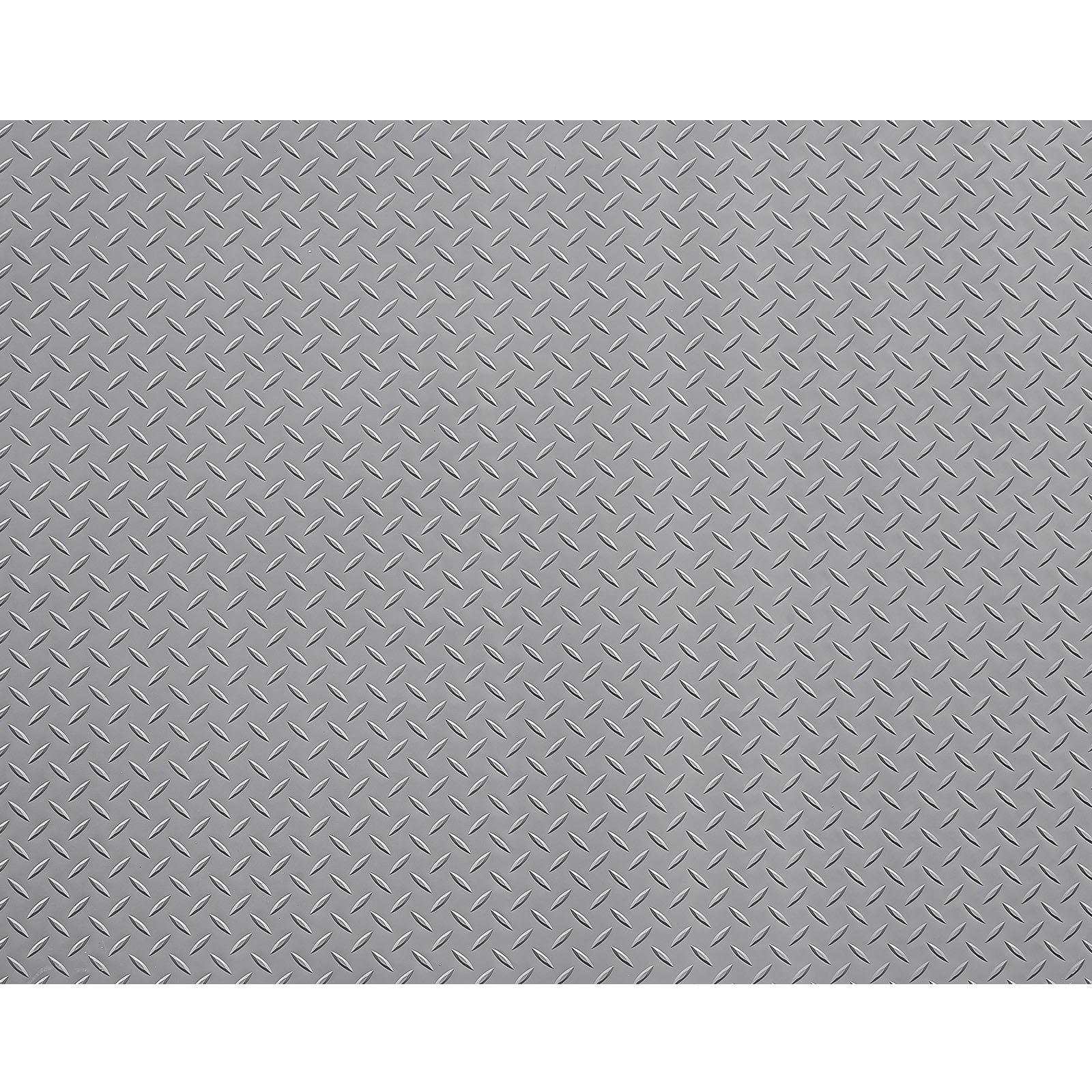 VEVOR Garage Floor Roll, 7.5 x 17 ft Garage Flooring Mat, 2.2 mm Thickened PVC Diamond Plate Floor Protector Mat with Double-sided Tape, Non-Slip, Easy to Clean for Warehouse, Gyms,Silver Gray