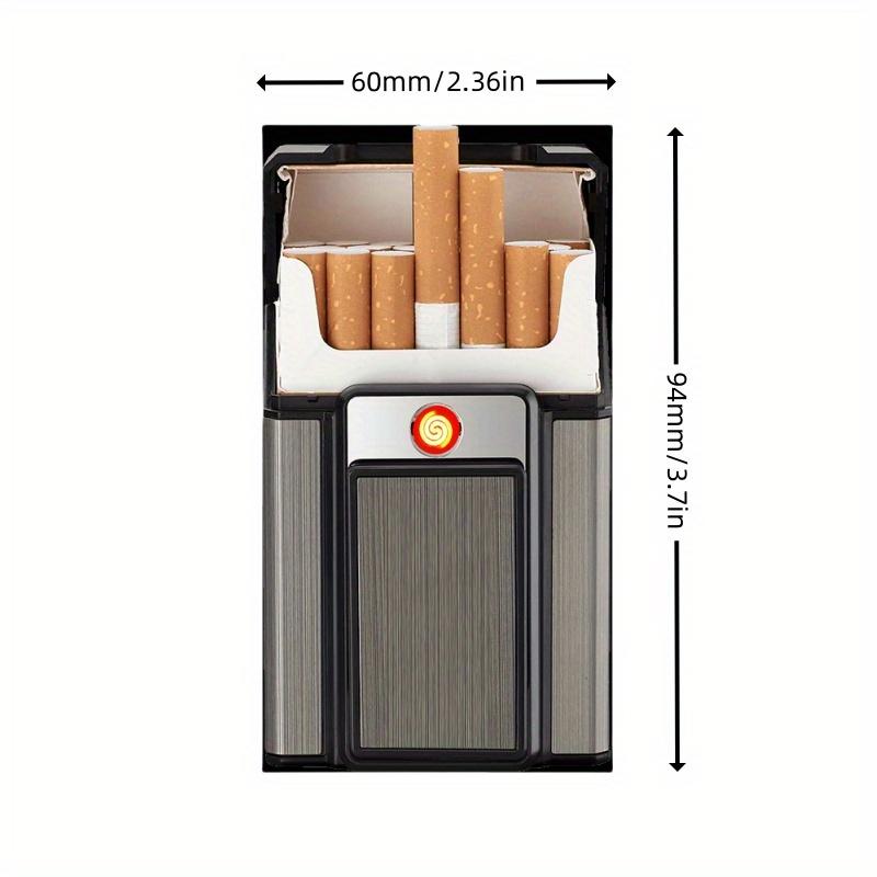 Cigarette Case with Lighter, Tungsten Filament Cigarette Lighter, Rechargeable Windproof Cigarette Lighter, USB Rechargeable Lighter, Compatible with Soft and Hard Cases, One-button Pop-up, Cigarette Case Holder That Can Hold 20 Cigarettes