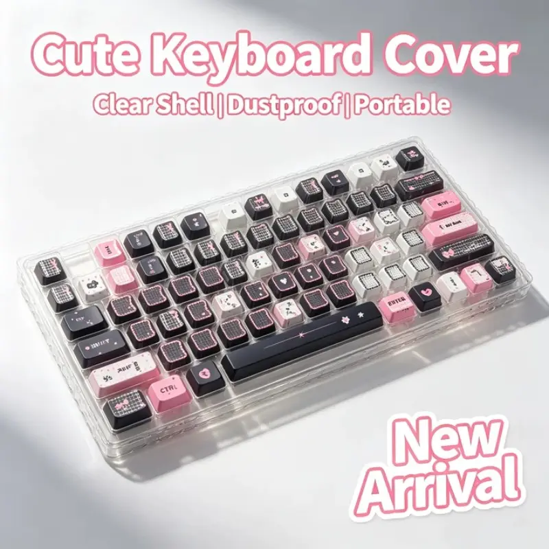 Gothic Sweet Cool Plaid Cartoon Pbt Keycaps, Clear Font, Ergonomic Comfort, Cute Desktop Decor, Fits Compact Gaming Mechanical Keyboard