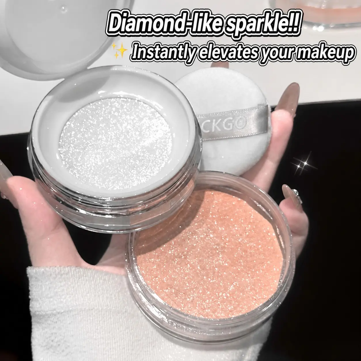 Galaxy Glitter Highlighter Powder, Sparkling Diamond Fragments, Brighten Contours, Shimmering Fine Flash, Lockbone Glow Powder