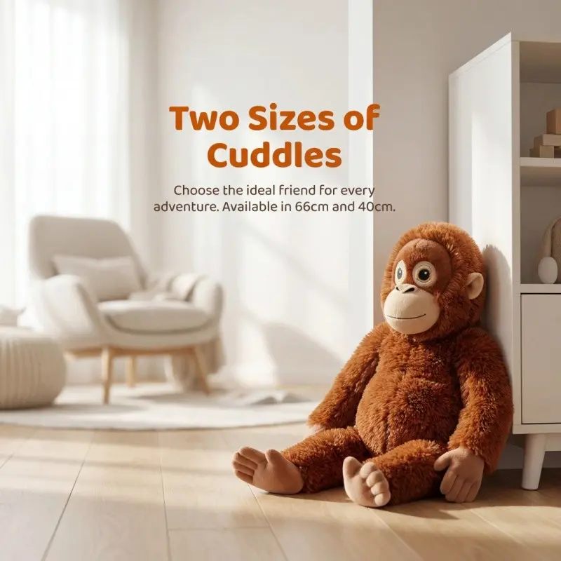 2 Sizes Soft Fluffy Gorilla Stuffed Plush Toy, Huggable Large Monkey Doll for Bedroom Decor, Perfect Gift for Kids & Adults