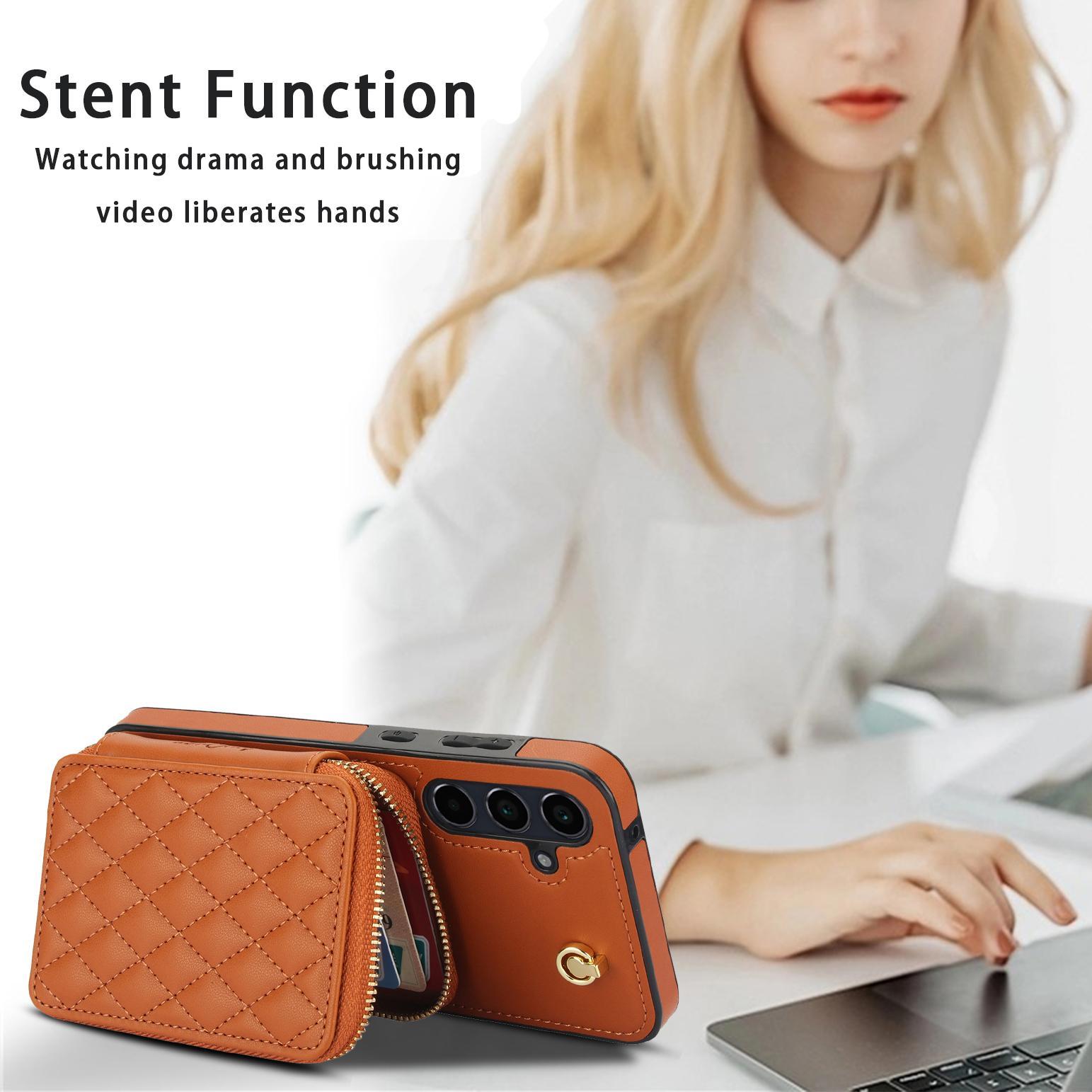 Crossbody Phone Case Cover with Card Slot, 1 Count PU Leather Zipper Wallet Protective Phone Case with Lanyard, Phone Accessories for Samsung Galaxy A55 A35 A13 Casing