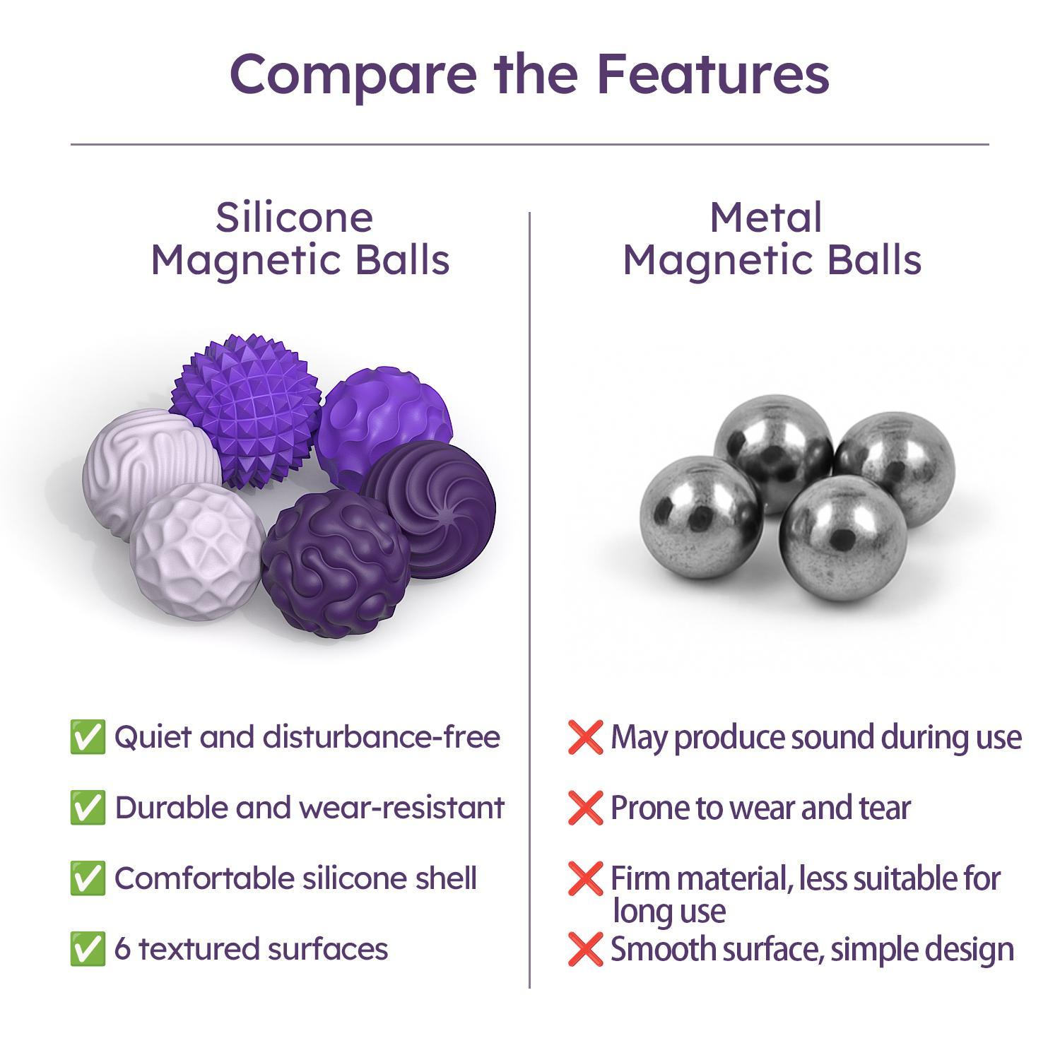 Fidget Toy for Adults, Silicone Magnetic Fidget Balls Set, 6-Count Stress-Relief Accessory, Stress Relief Toys for Autism and ADHD, Sensory Travel Gifts for Teens and Adults, Sensory Bundle, Stress Relief Fidgeting