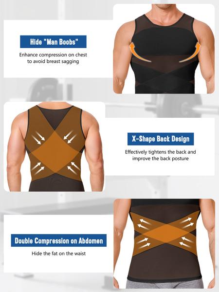 Men's Slimming Shirts, High Elastic Mesh Fabric, Strengthened Waist & Chest, Skin-Friendly Breathable Seamless Outerwear Stretch Tank Tops dailydrip comfyessentials menfashion tiktokshopbacktoschool tiktokshopblackfriday mensunderwearreview halloween