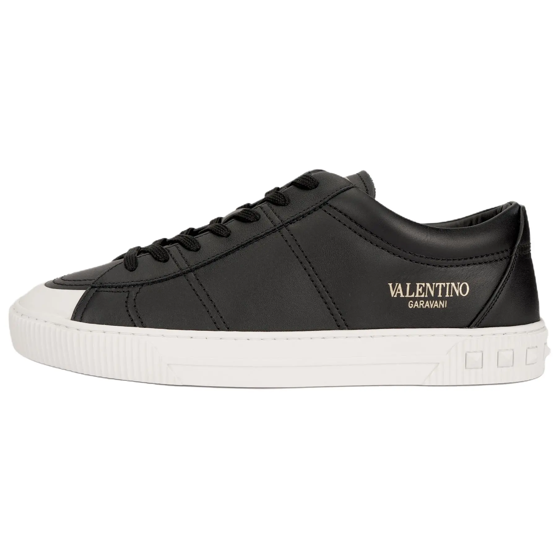 Valentino Cityplanet Leather Flat Lace-Up Low-Top Fashion Sneakers for Men in Black Verifiable, with credentials and supporting global authentication