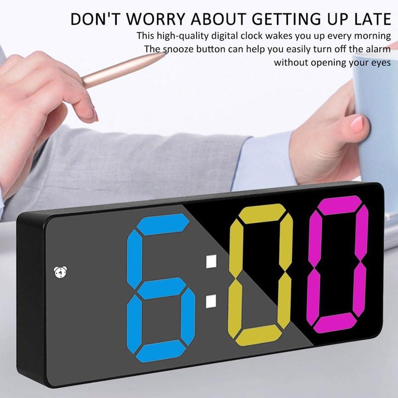 Led Mirror Alarm Clock, 1 Count Modern Exquisite Sound Control Battery Powered Digital Clock, Desktop Electronic Clock for Bedroom Office Home Decor(without Battery)