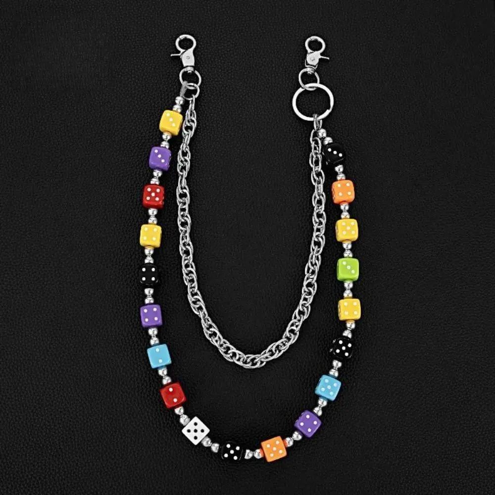 Funky Dice Waist Chain, a Unique Double-Layer Acrylic Accessory for Hip Hop & Punk Streetwear, Unisex Pants Chain & Bag Charm, Funky Unique Accessories, Super Unique