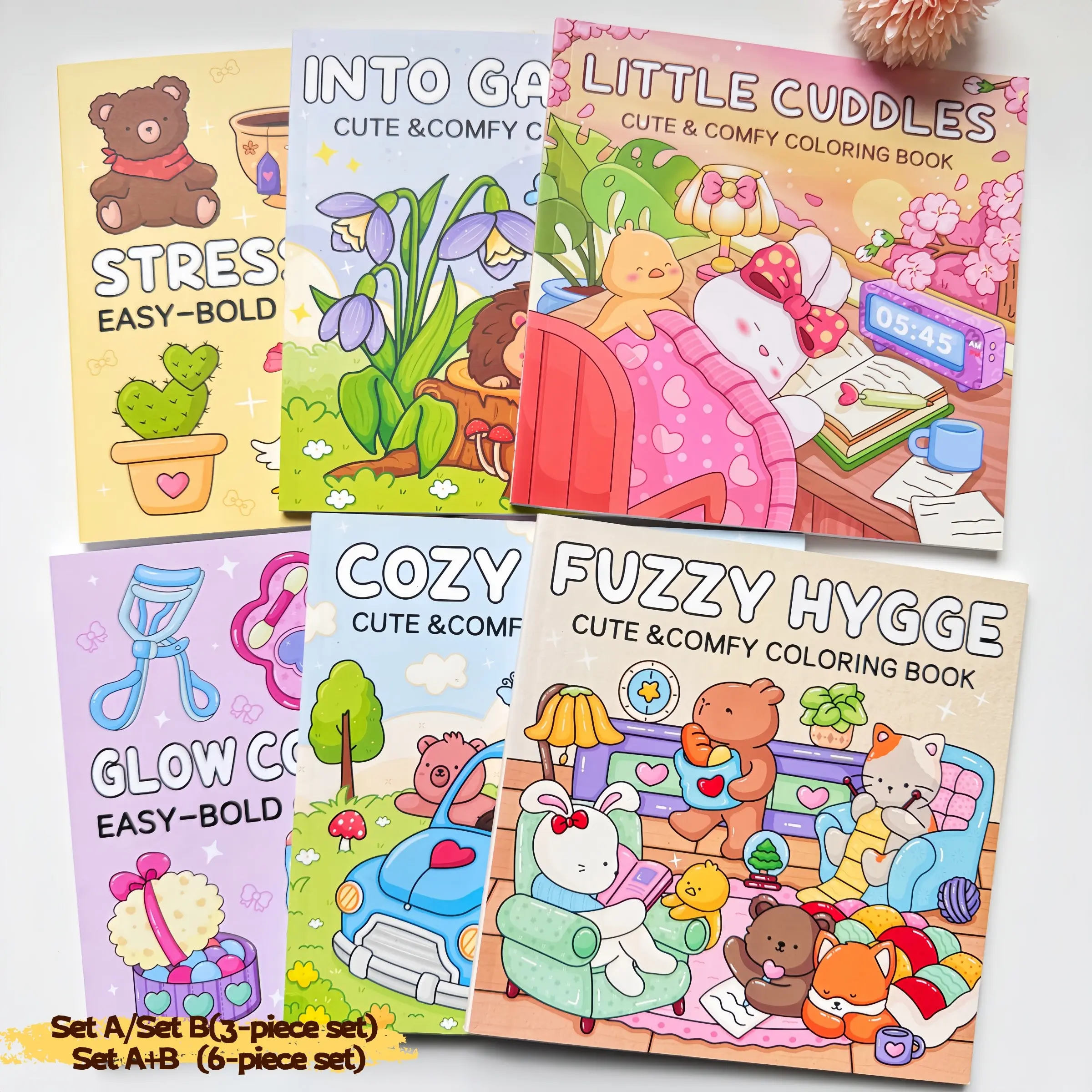 3/6 Piece Cute Theme Coloring Book Set, Stress Relief Coloring Books, Kids Art Supplies, Daily Drawing, Travel Entertainment, Bedtime Activity