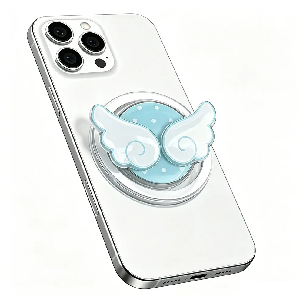 1pc Magnetic Phone Grip, Magsafe Silicone Ring Loop Grip, Cute Angel Wings Design, Detachable Holder for Hand, Soft Magsafe Grip