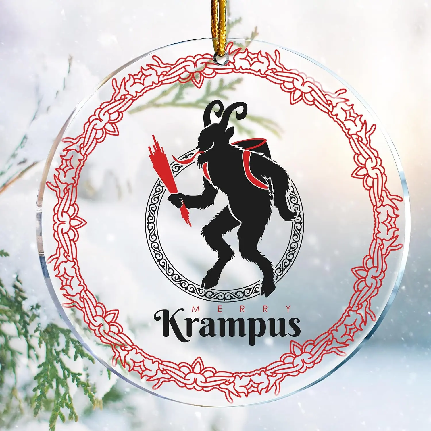 Christmas Ornaments Decorations - 3.6 in  Two Sided Printing - Ornament Exchange Gifts Funny (Merry Krampus Gruss Vom Krampus  Christmas)