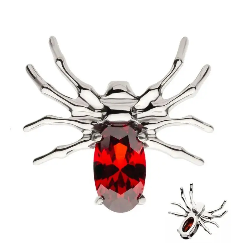Spider Red CZ Internally Threaded Titanium Top