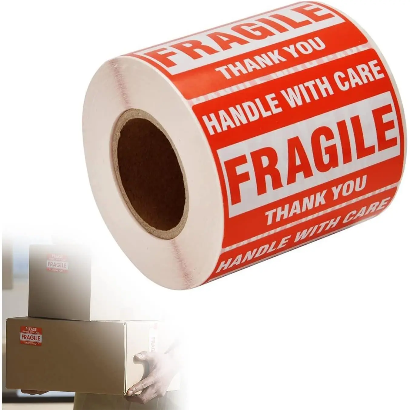 [1 Roll, 500 Labels] 2" x 3" Fragile Stickers Handle with Care  Packing/Shipping Labels - Permanent Adhesive