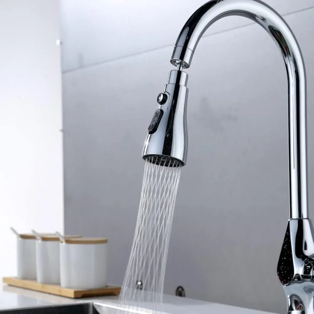 Three-Position Rotating Kitchen Faucet Connector, High Pressure Anti-Splash Design, Easy Install Stainless Steel Accessory, Modern Aesthetic Style