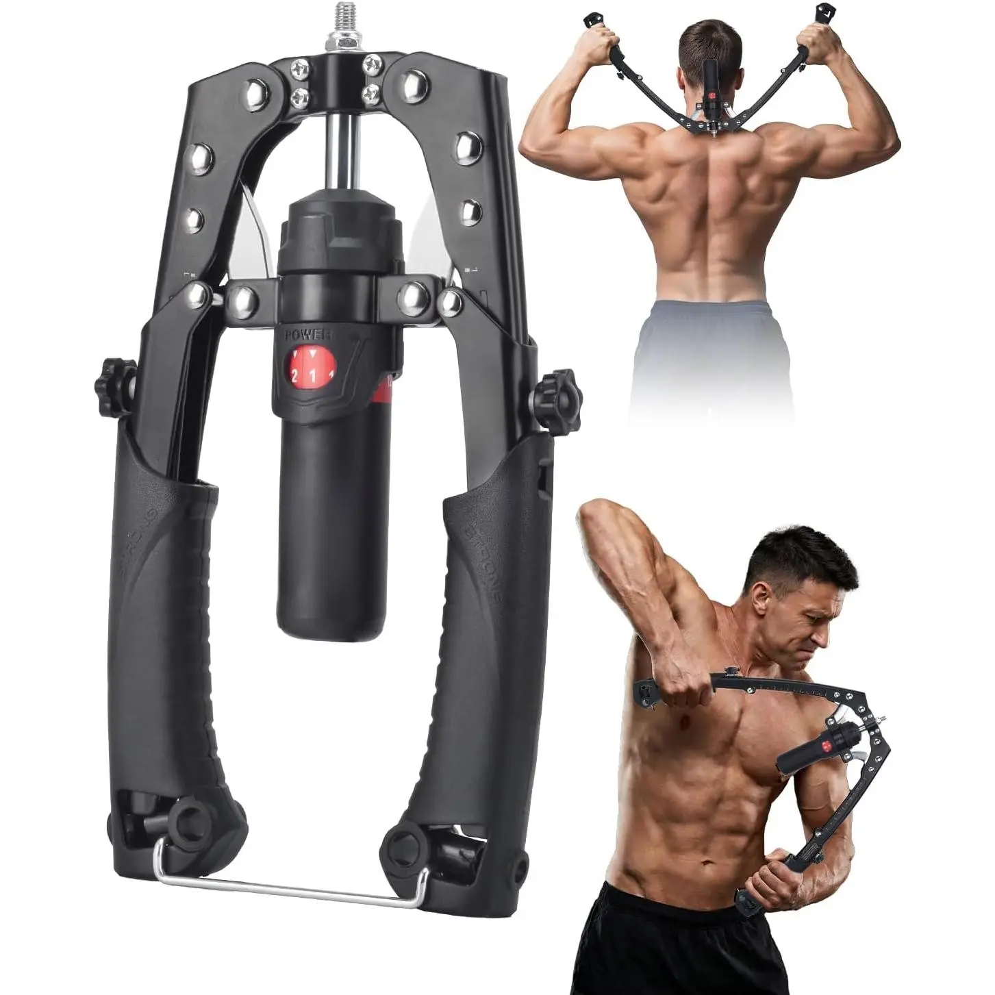 Arm Exerciser, Hydraulic Power Chest Expander Max 440 LBS | Forearm Trainer for Men, Arm and Chest strengthener, Adjustable Resistance  Gym Workout Equipment