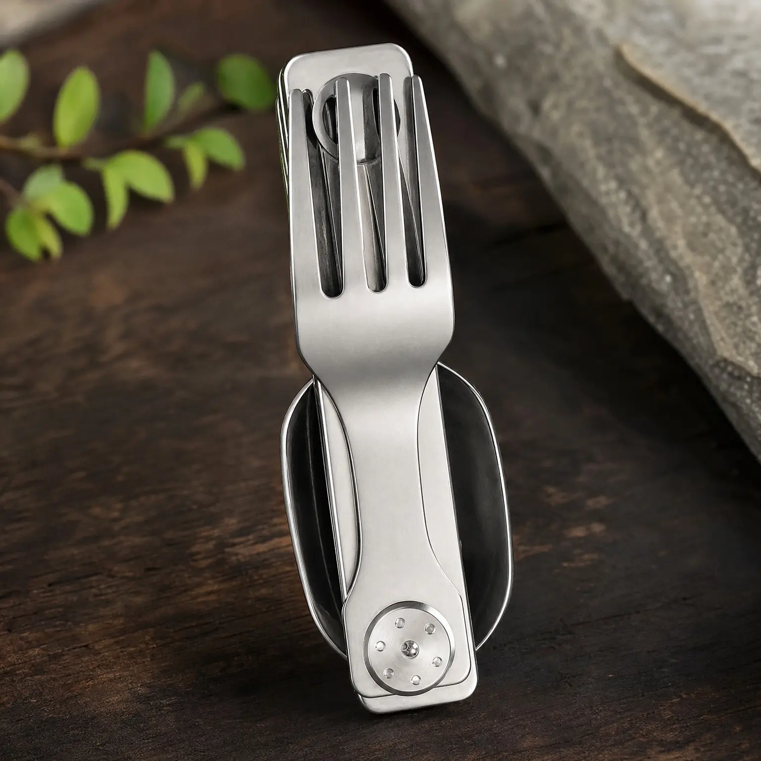 C2 2-in-1 Detachable Folding Camping Utensil with Fork & Spoon, Portable Magnetic Cutlery SetGift