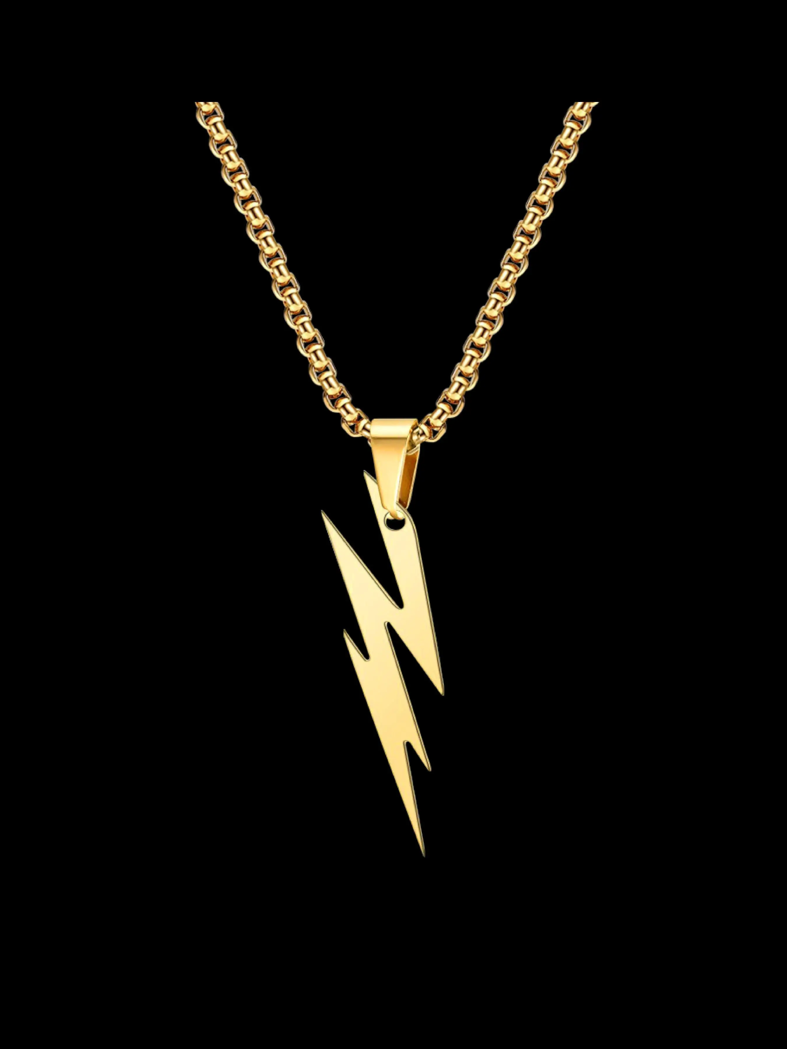 Stainless Steel Lightning Pendant Necklace Set, Unisex Fashion Jewelry, Hip Hop Streetwear Gift, Cute Accessory for All Occasions
