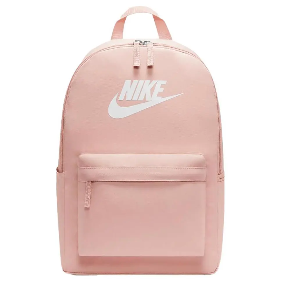 Nike Heritage Minimalist Logo Print Polyester Backpack for Women, Casual Style in Beige
