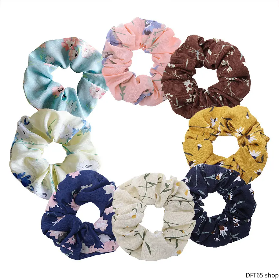 Women's Synthetic Fiber Wide Scrunchie - Soft Fabric, Vintage European Floral Print, Thick High-Stretch Elastic Core, Gentle Hair Care, No Snagging, Light Comfort, For Daily Casual Street Look, Versatile Hair Accessory, Casual Daily
