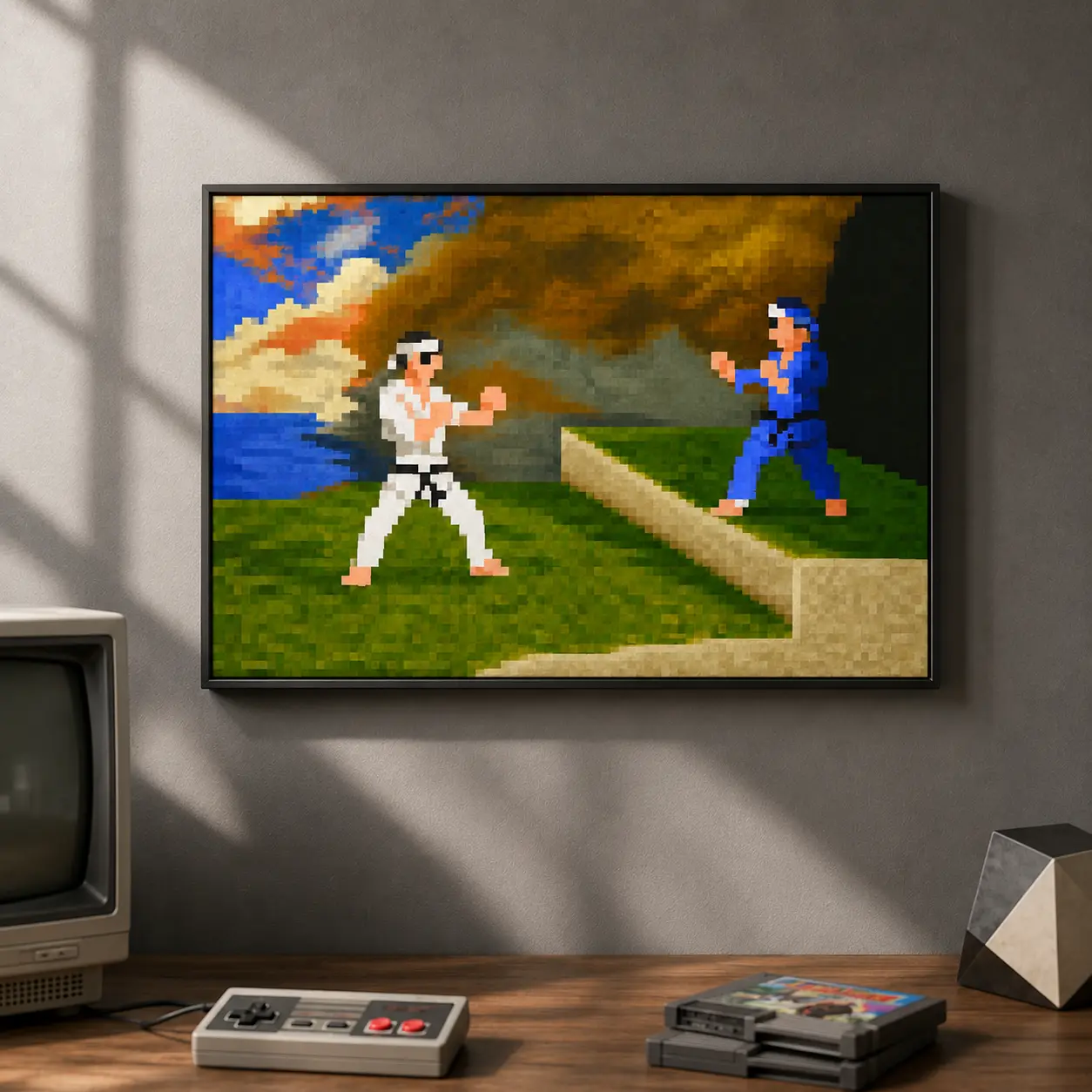 8-Bit Retro Pixel "Fighters" Gaming Character Wall Art, In-Game-Style Frameless Canvas Print, Multi-Size Game Room Focal Wall Decor, Teen Boys Bedroom Decor, Pixel Art Poster, Gamer Room Decor, Retro Gaming Poster, Video Game Wall Art, Gaming Gift