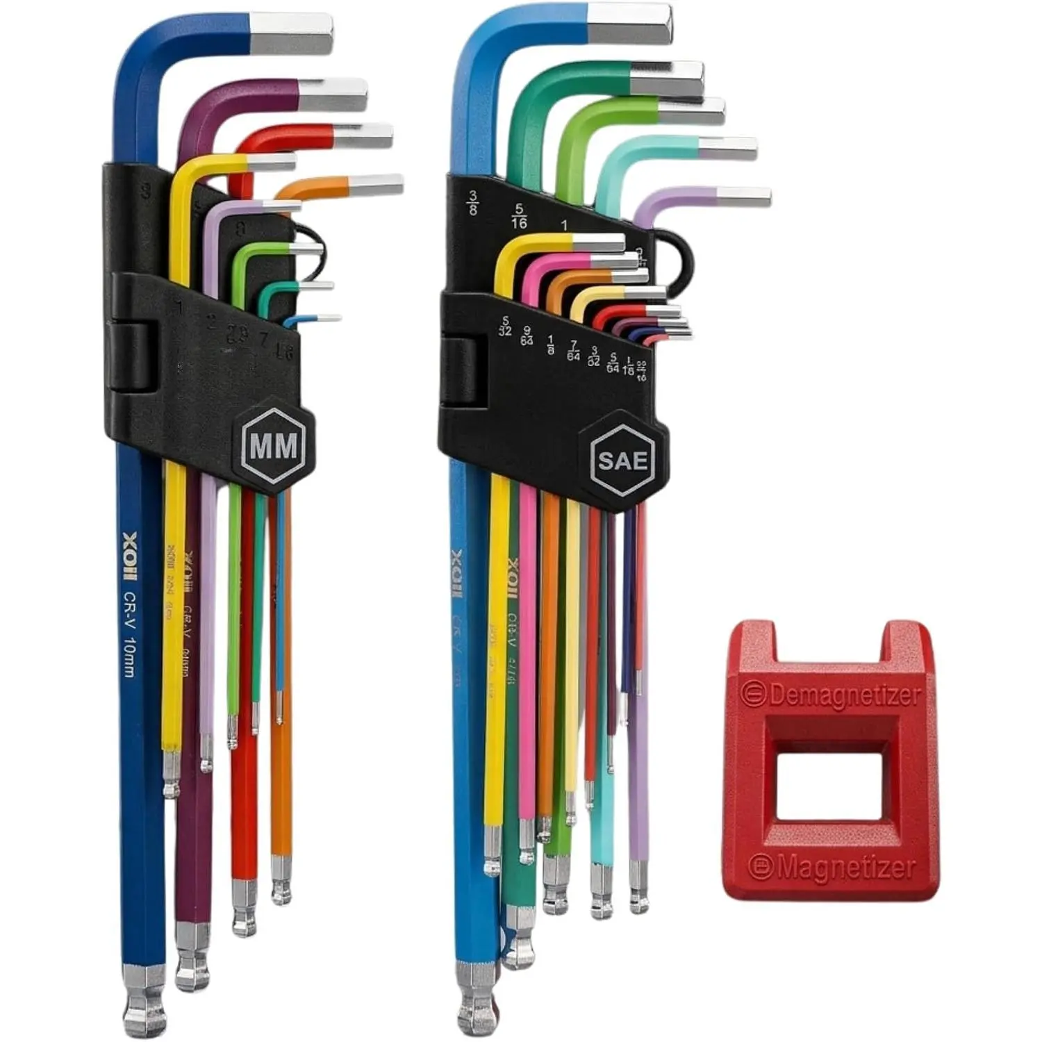 Upgraded Allen Wrench Set 22 count, Pack of 2 (Metric & SAE) – Extra Long Arm Allen Key Set with Ball End – Durable Hex Tool Set with Color-Coded Sleeves –  Hex
