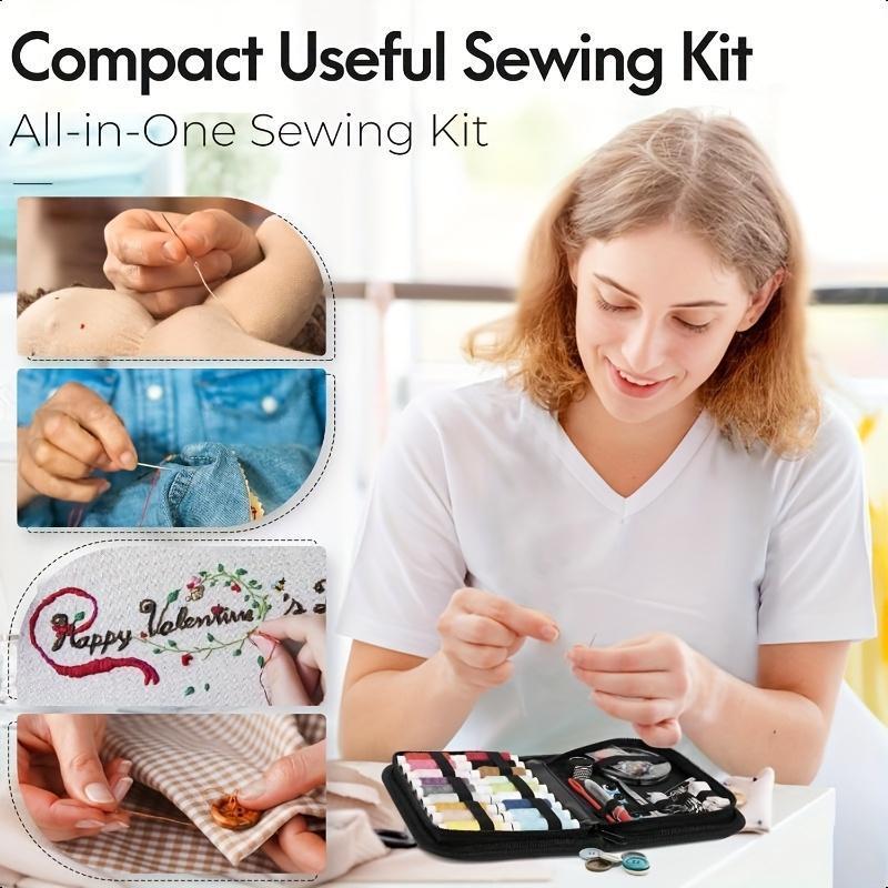 99pcs/set Sewing Kit With Case Portable Sewing Supplies, With Essential Sewing Supplies And Accessories, Accessories Contains Thread, Needles, Scissors, Needles, Measuring Tape, For Small Clothing Repairs, A Basic Travel Mending Set For Beginners And Pros