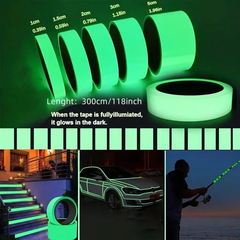 Glow in The Dark Warning Self Adhesive Tape, 1 Roll Outdoor Decoration Fluorescent Non-slip Tape, Luminous Sticker for Stairs, Floors, Stages, Room Decor