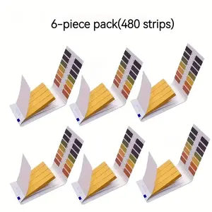 6-Piece Ph Test Strips Set, 480 Pieces Numbered 1-14, Ideal for Home Aquariums, Aquarium Water Quality Testing, Acid-Base Detection Tool