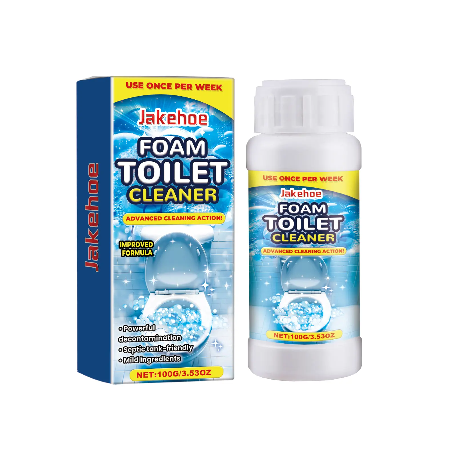 Jakehoe Foam Toilet Cleaner, Toilet Cleaner Stains Urine Stains Descaling Odor Cleaning Toilet Cleaner