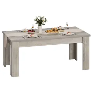 Modern 63 Inch Rectangular Dining Table for 4-6 People Farmhouse Wood Kitchen Table Large Dinner Desk for Living Room Apartment 1.18" Thick Waterproof Tabletop Sturdy Heavy Duty Anti-Wobble Frame 300lbs Capacity Rustic Brown