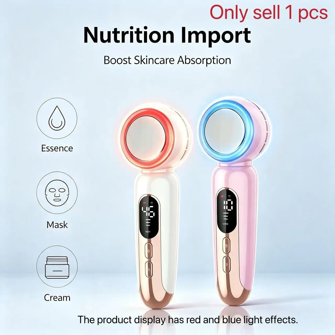 Home Spa Cold Hot Hammer Beauty Device, Ice Massage for Swelling Relief, Heat Therapy for Absorption, Blue Light Facial Massager