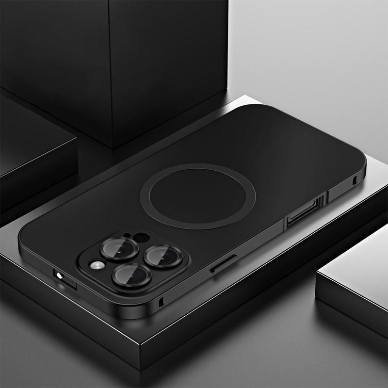 Metal frame with magnetic Magsafe snap design, made of alloy aluminum, specially designed for Apple/iPhone 17/16/15/14/13/12 Pro Max Plus, with shockproof function. Ultra-thin phone case, fully covers lens protection, compatible with wireless charging, an
