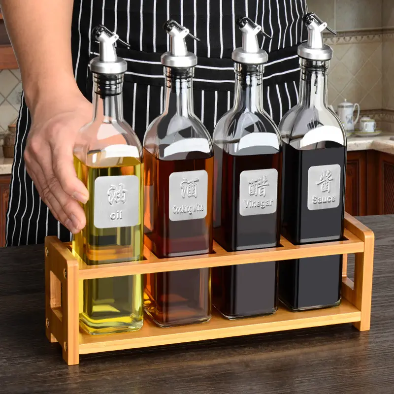 500ml Glass Oil Bottle for Kitchen Use, Oil Control Bottle, Soy Sauce and Vinegar Bottle, Seasoning Bottle Set