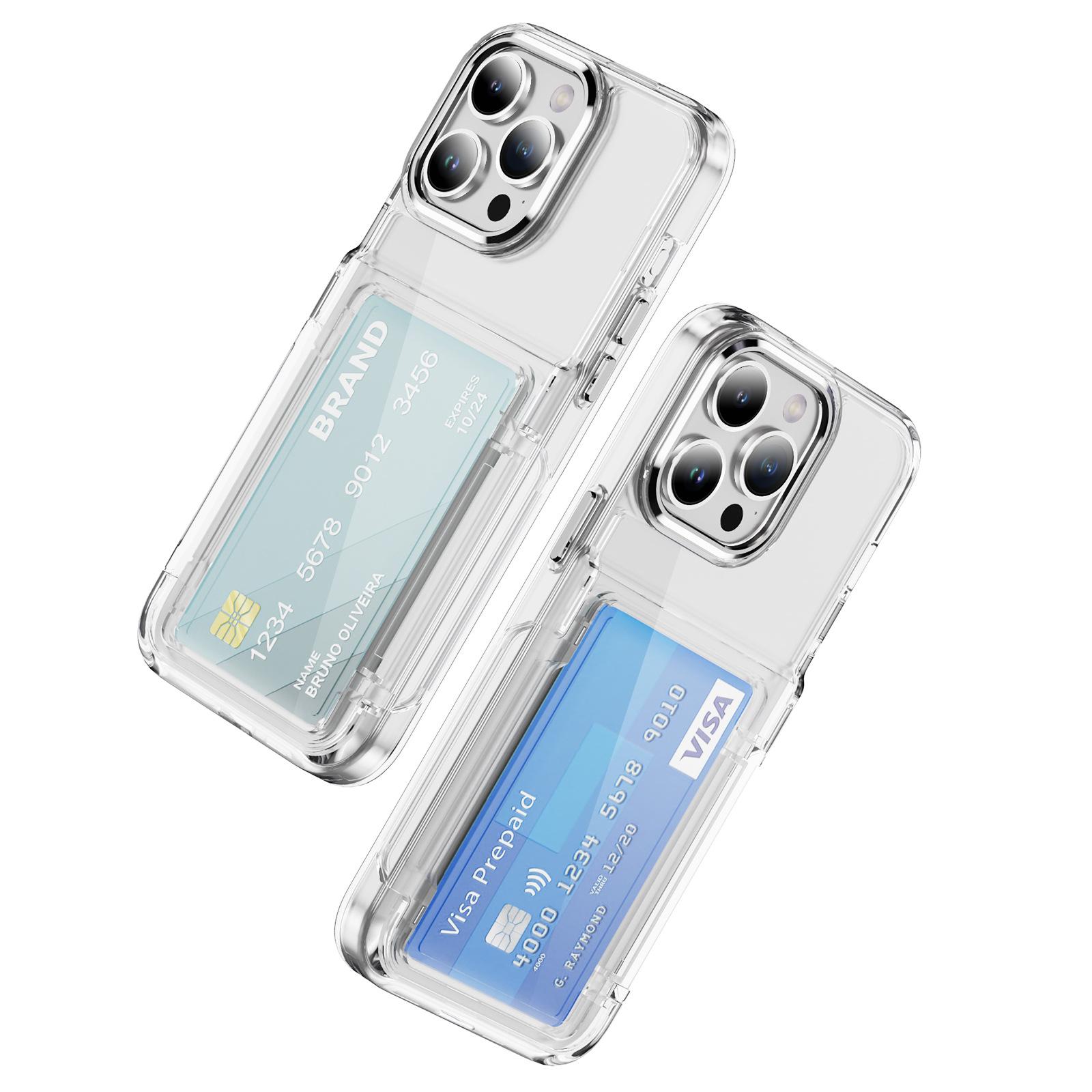 New 2nd Generation Transparent Card Holder Phone Case, suitable for Apple iPhone 11/12/13/14/15/16/17 Pro/Max series, high clarity and transparency, with adjustable hidden stand + card holder 2-in-1, high-quality wallet phone case