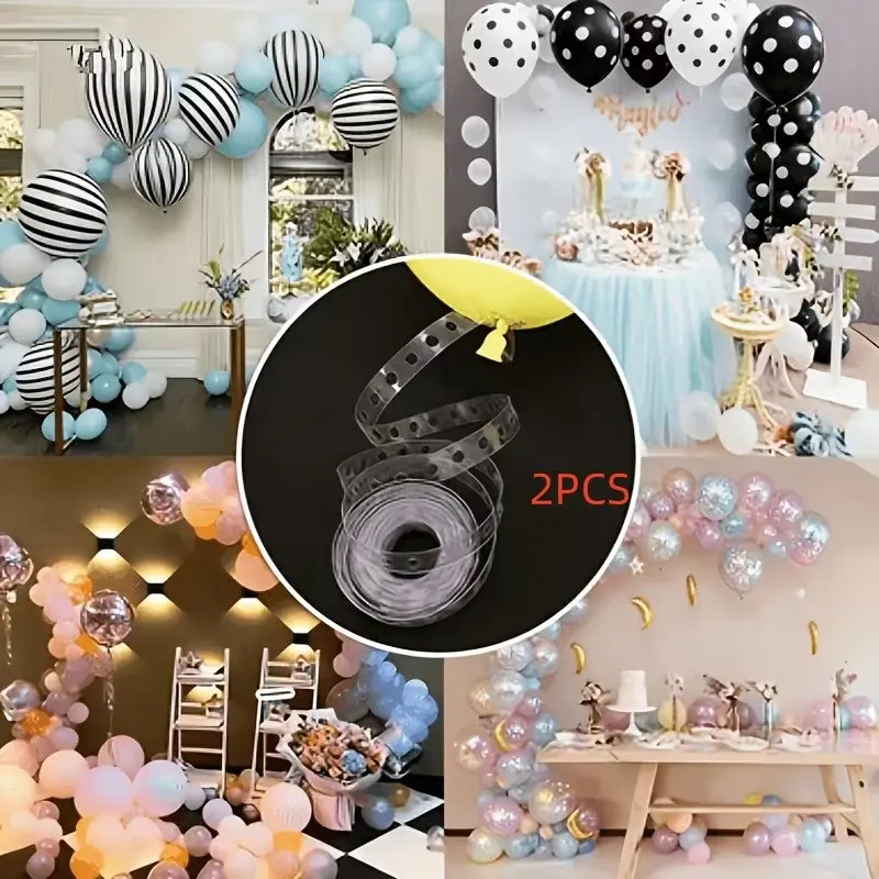 2 Rolls Plastic Balloon Chain Clips, Dual Hole Design, Easy Balloon Arch Making, Ideal for Birthday, Wedding, Party Decorations