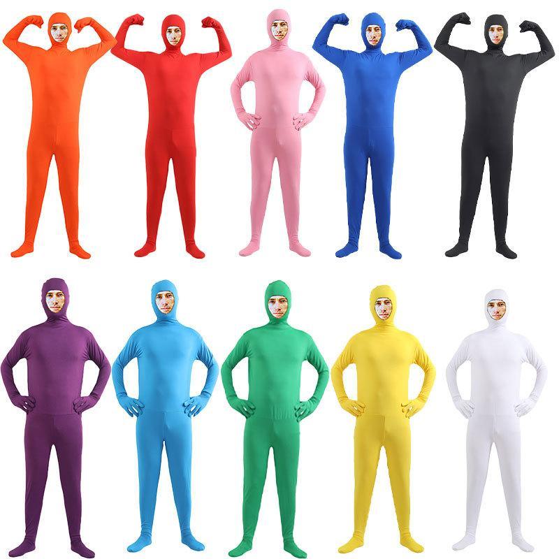 Halloween Cosplay Adult Male Solid Color Tight Invisible Cloak Costume ...