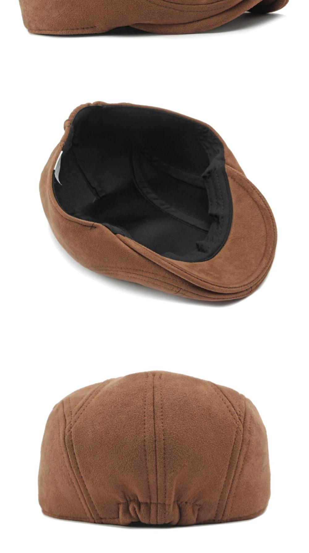 HT4344 Beret Cap Spring Autumn Solid Suede Beret Hats for Men Women Vintage Artist Painter Flat Cap Male Female Berets for Men