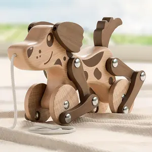 Montessori Toys 1 2 3 4 Years Old Boys Girls Wooden Walking Pull Dog Toy for Baby Toddler, Pull Along Walking Toy, Wooden Pull & Push Toyfidget toys