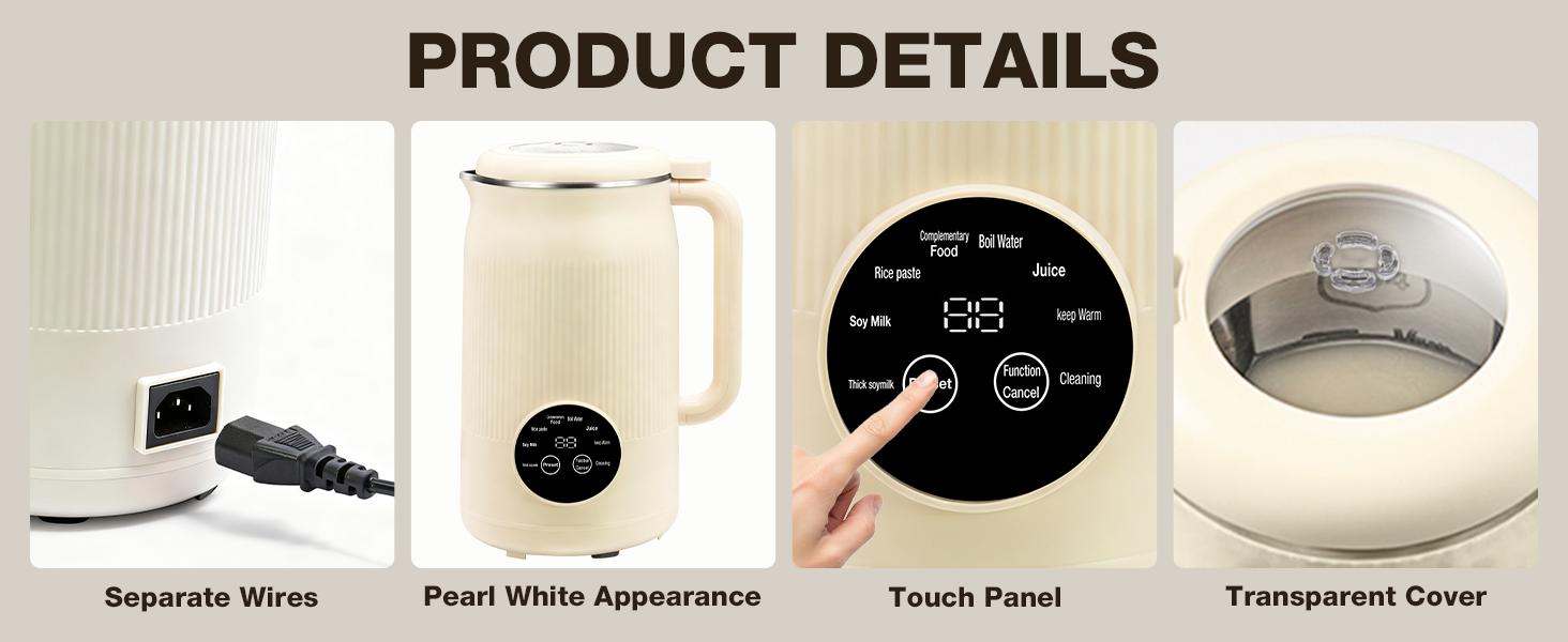 8 in 1 Nut Milk Maker Machine, 40oz Automatic Soy Milk Maker Blender, Homemade Soy Milk, Almond Milk, Oat Milk,Juice, Plant Based and Non Dairy Beverages, 12H Delay Start/Keep Warm/Self Cleaning