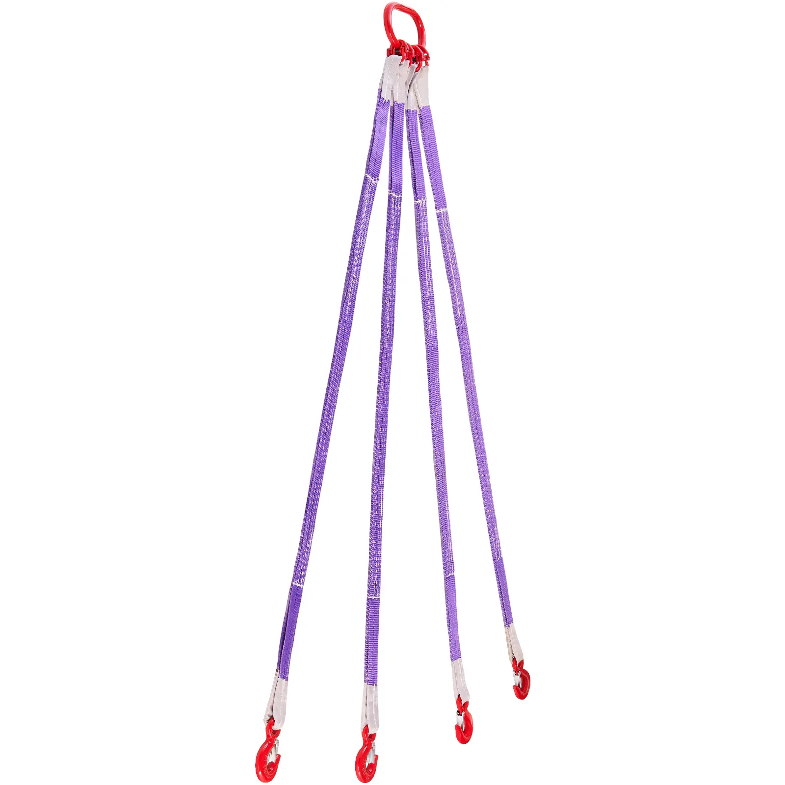 Lifting Sling Straps, Four Leg Polyester Bridle Sling with Hooks, Carbon Steel+ Polyester Construction, Polyester Strap, Safety Latch Design, For Engines Cranes Hoists Truck