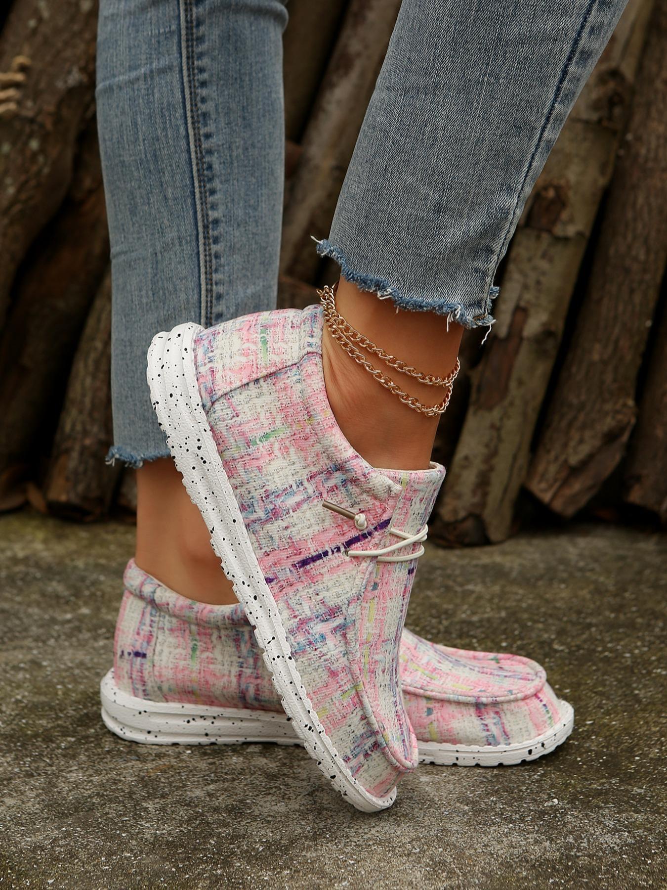 Women's Fashionable Plaid Pattern Lace Up Low Top Sneakers, Walking Shoes, Casual Comfortable Round Toe Shoes for Daily Wear, Female All-match Shoes for Daily Wear