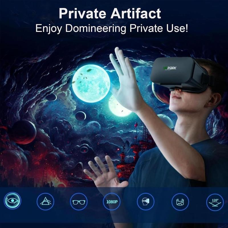 Virtual Reality 3D VR Headset, Anti-Blue Light Adjustable 3D Helmets For iPhone,Android (4.5” to 6.7” inch) With Controller (Black)