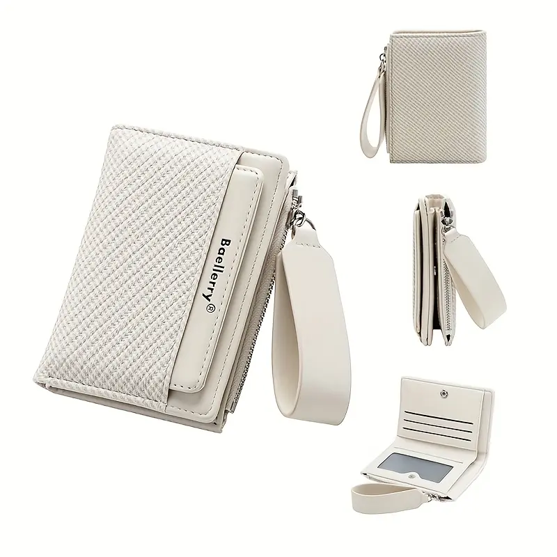 [Holiday Birthday Gift] 1pc Baellerry New Women's Fashion Short Wallet, Premium Korean Style Wristlet Coin Purse with Multiple Card Slots, Zippered Coin Wallet for Daily Commute, Perfect Holiday Birthday Gift