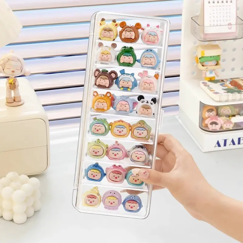 Mengli Display Box Blind Box Stand, Mini Handmade Dolls Organizer, Multi-Layer Transparent Storage Box, Perfect for Collectors