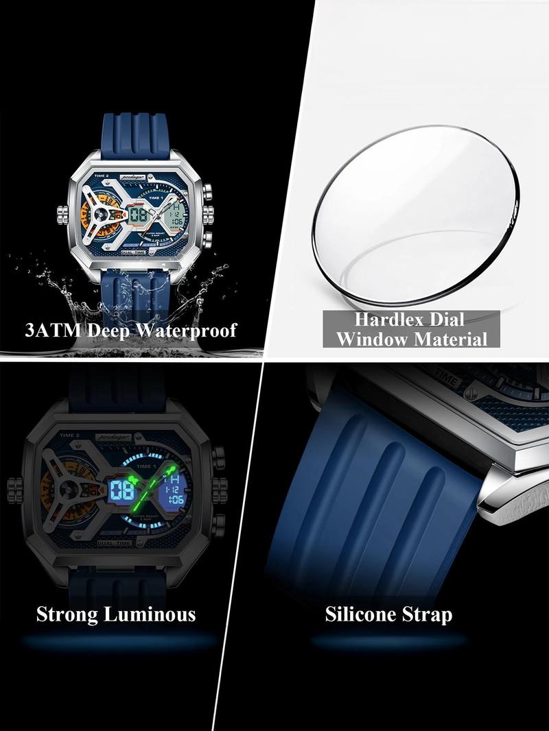 Men's Business Fashion Digital Quartz Watch, Casual Trendy Digital Watch with Luminous Dial, Fashionable Watch for Daily & Business Decoration, Luminous Analog Watch, Business Fashion Watches