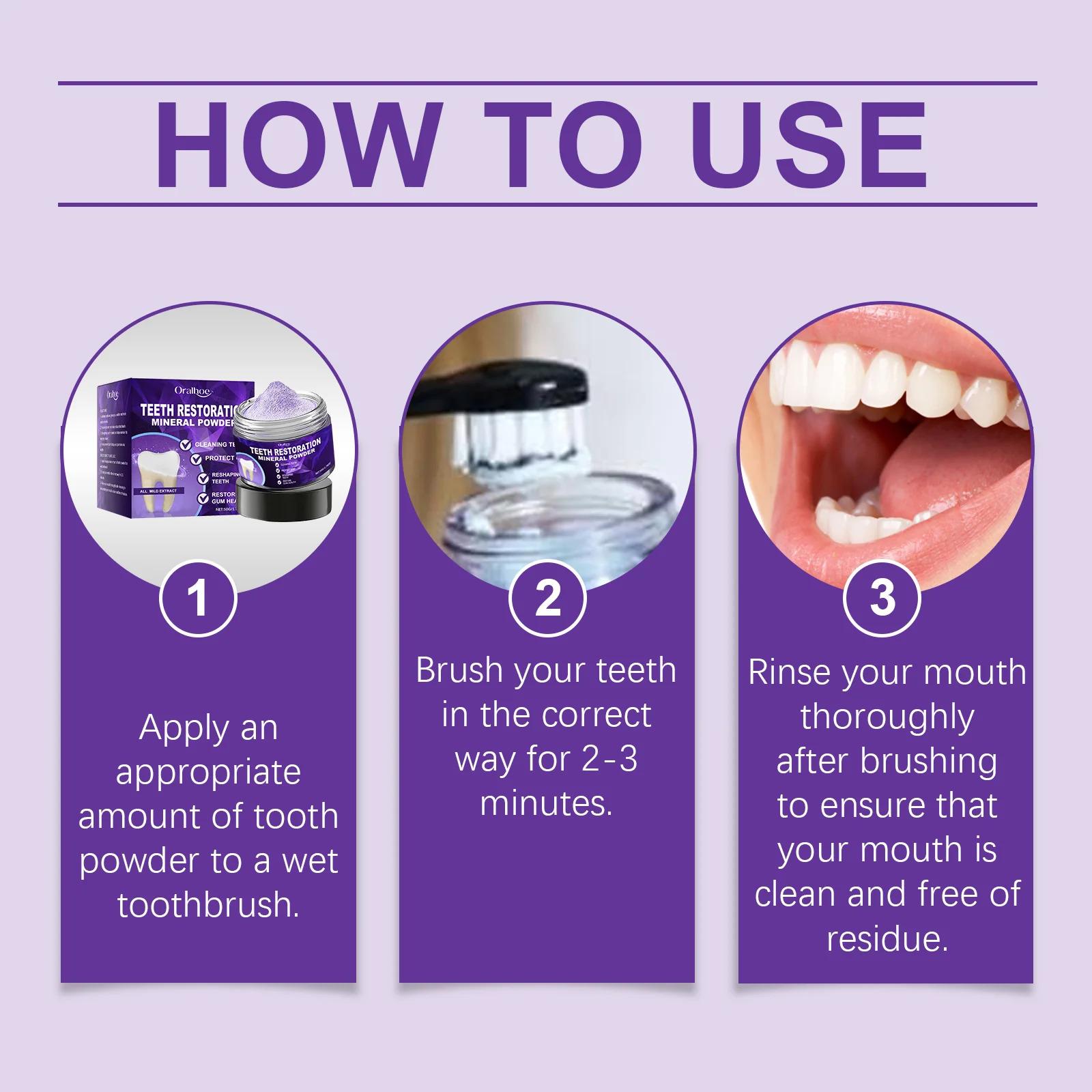 Gentle Purple Teeth Whitening Powder - Teeth Stain Cleaner for Sensitive Gums, Daily Oral Care, Brightening, Anti-Decay, Bad Breath Removal, Gum Strengthening, Non-Irritating Bleaching Alternative, Restore Radiant Dental Clean